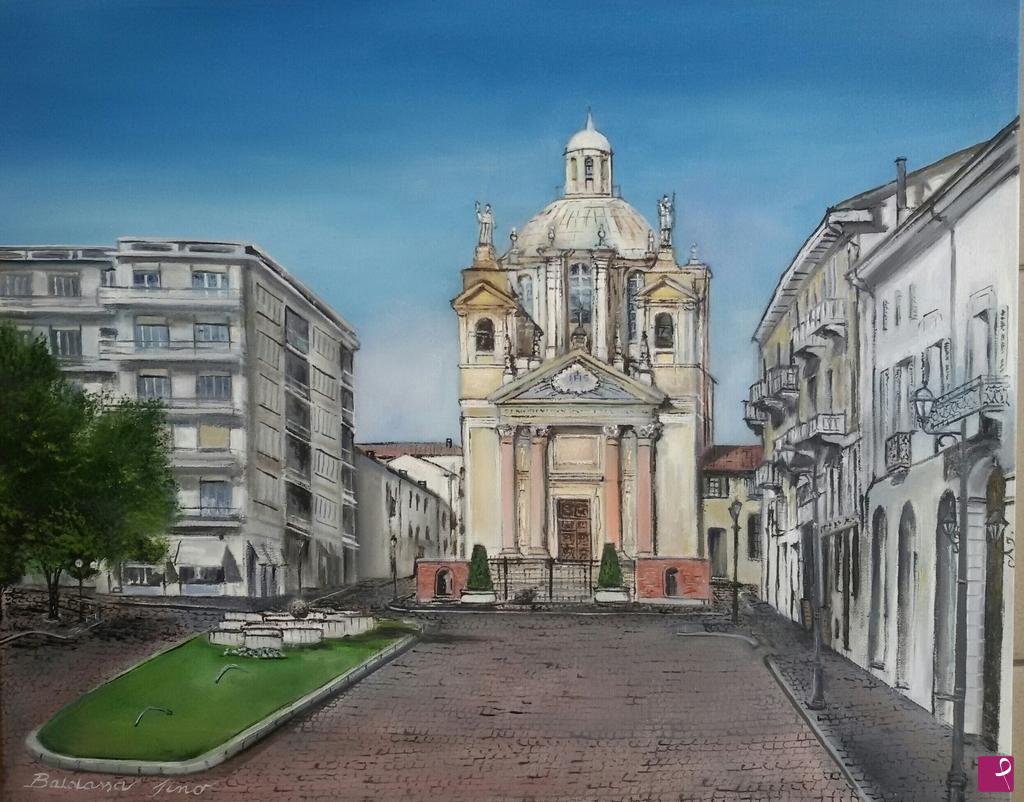 quadri in vendita online -  CHIERI CHIESA DI SAN BERNARDINO E PIAZZA CAVOUR 