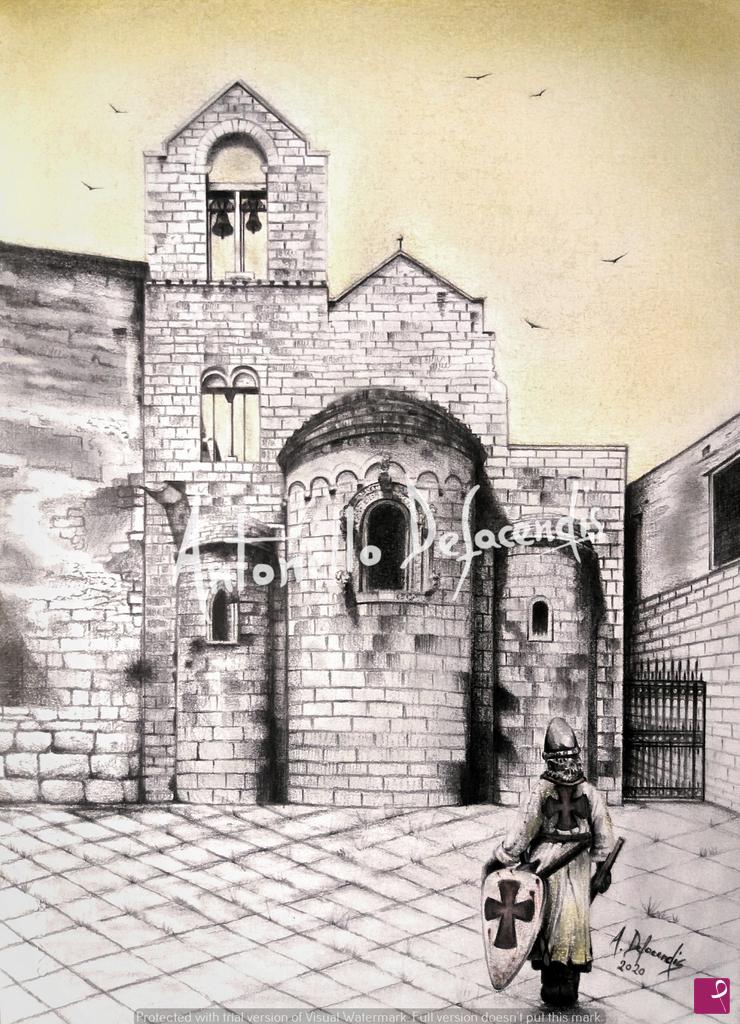 quadri in vendita online - Chiesa dei Templari Trani - (50x40) - codice archivio AD-SN-2020 