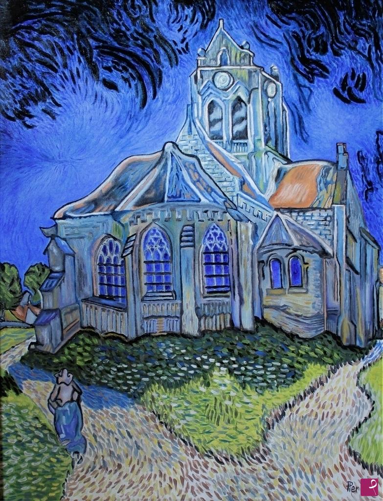 quadri in vendita online - Chiesa di Auvers sur Oise