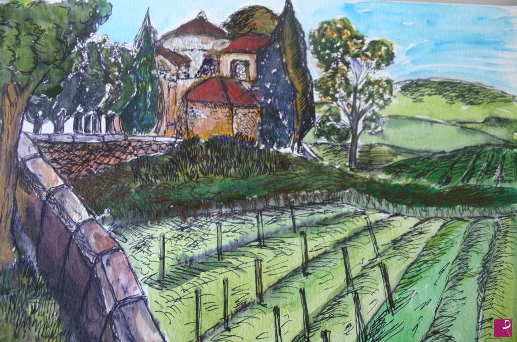 quadri in vendita online - Chiesa e Vigneto
