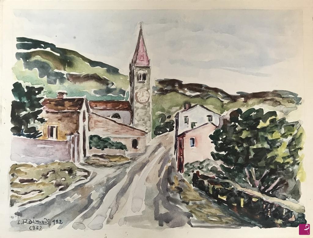 quadri in vendita online - Chiesa in collina