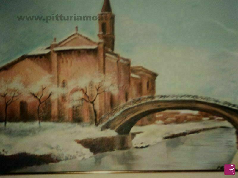 quadri in vendita online - chiesetta sotto la neve