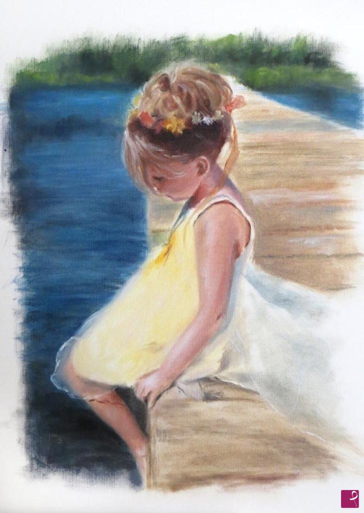 quadri in vendita online - Child on the pier