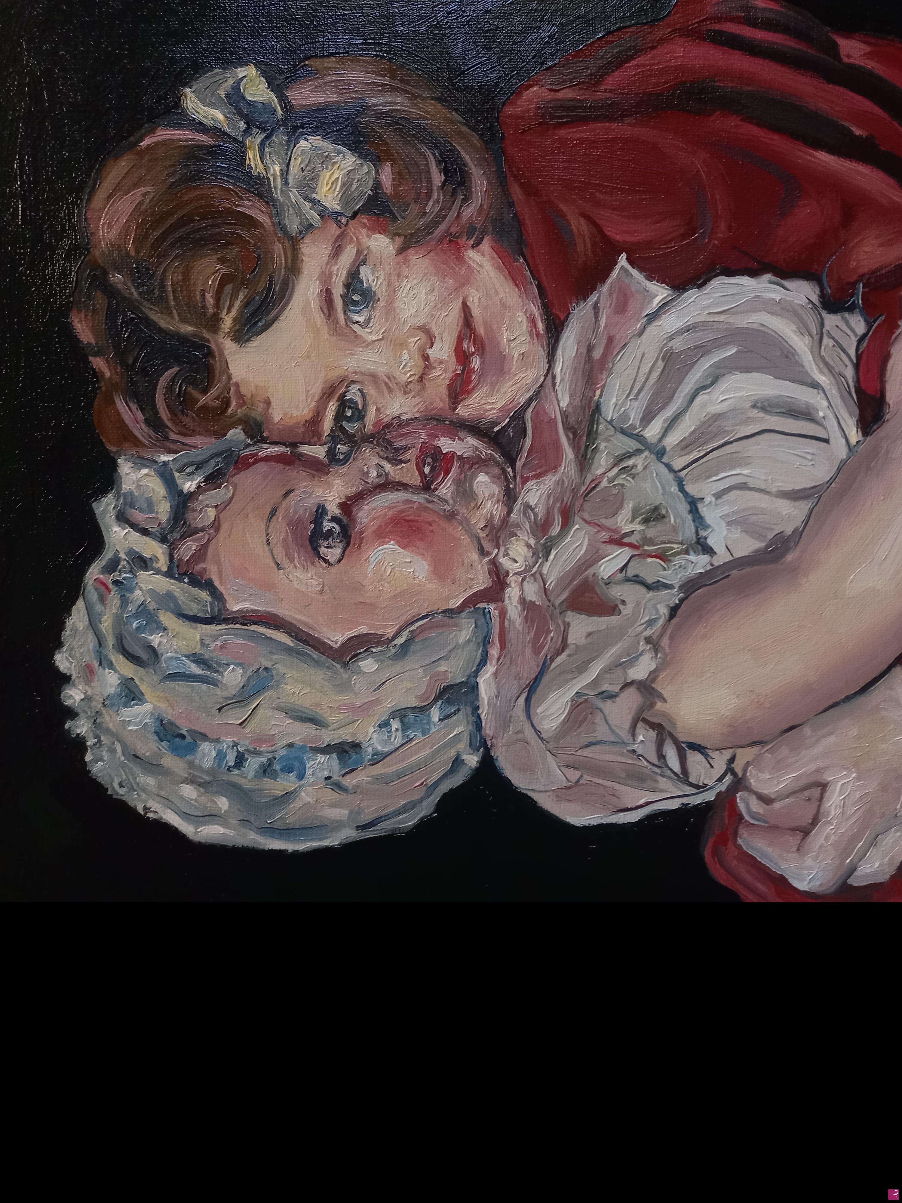 quadri in vendita online - Child with doll