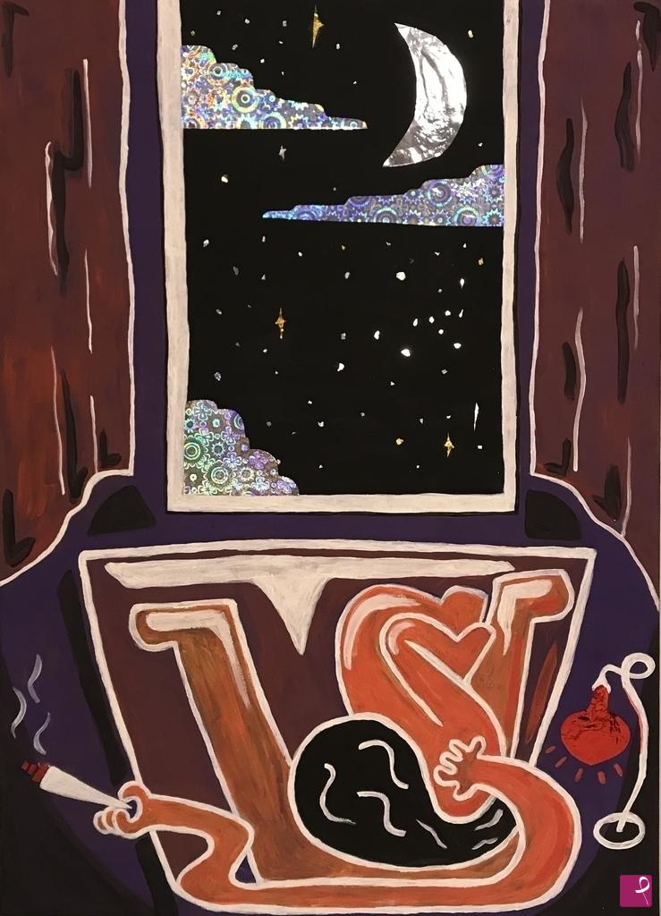 quadri in vendita online - Chillin under the moon