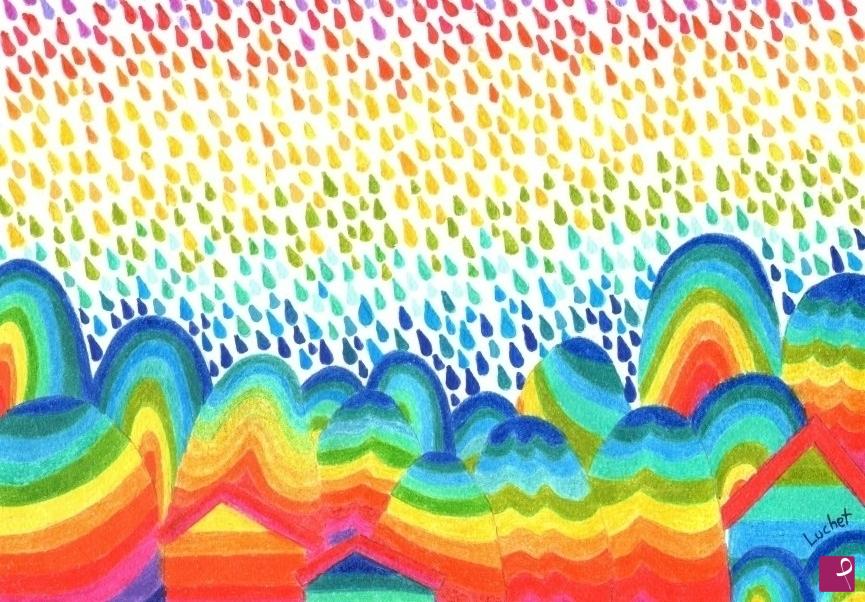 quadri in vendita online - Chromatic rain