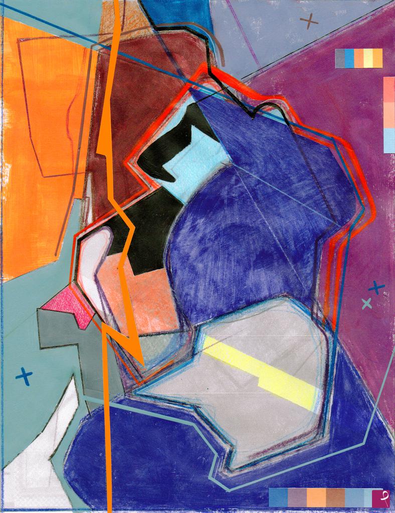 quadri in vendita online - chromogeometric fragmented interference (from superimposed reductions) 001 - study 06