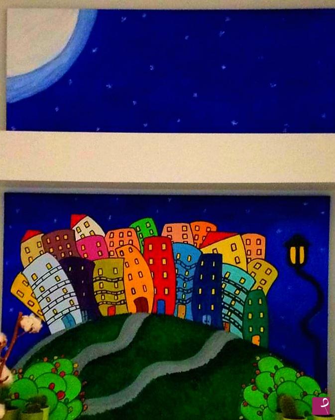 quadri in vendita online - "Cielo di stelle" olio su tele 40x100 e 70 x100 