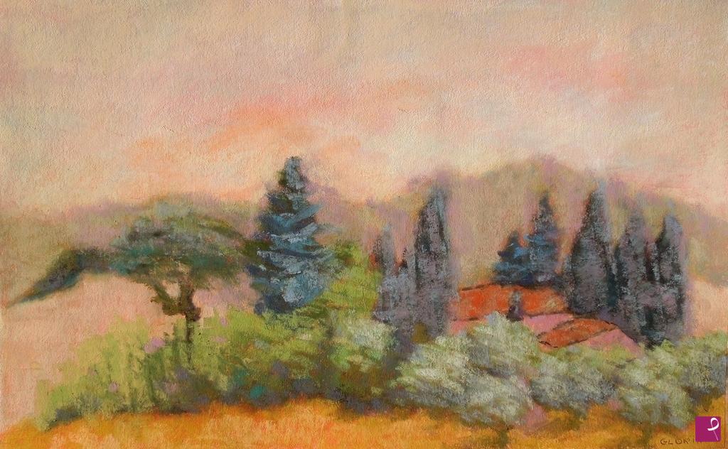 quadri in vendita online - Cielo rosa in Toscana - 15