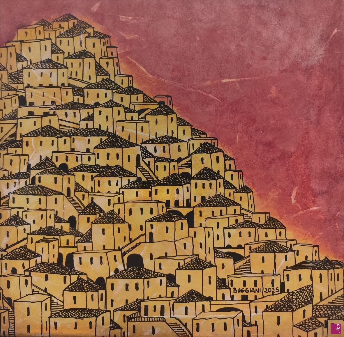 quadri in vendita online - Cielo Rosso sulla Città Bianca - A Miniature 