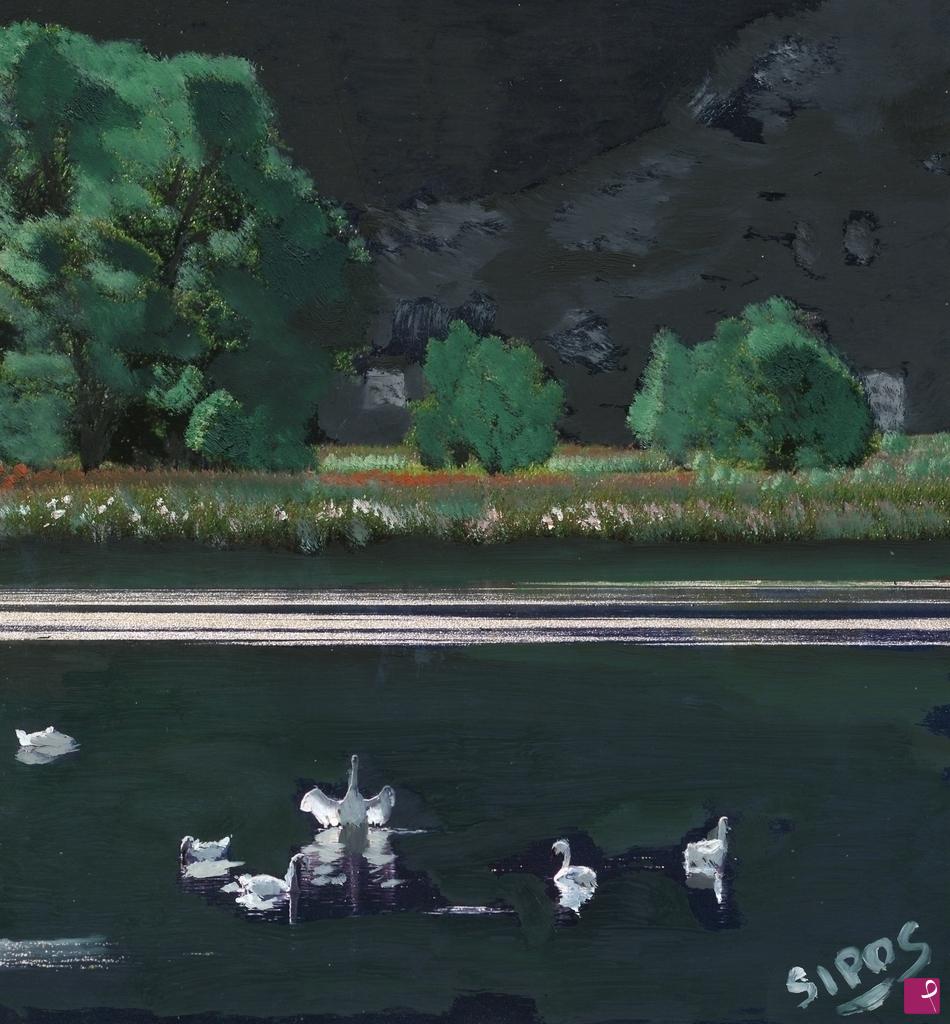 quadri in vendita online - Cigni sul lago
