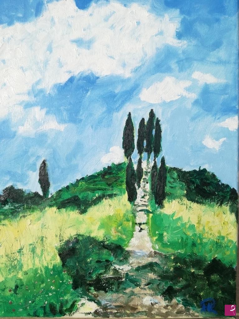 quadri in vendita online - Cipressi del Parco Curone