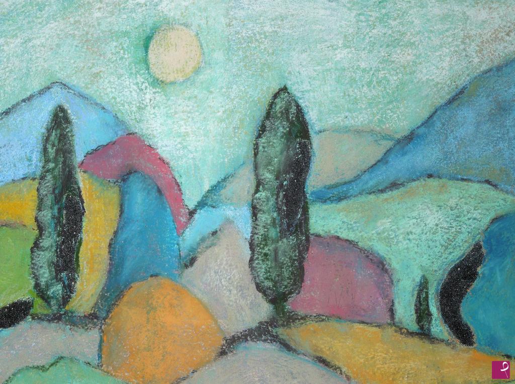 quadri in vendita online - Cipressi sotto la luna - 98