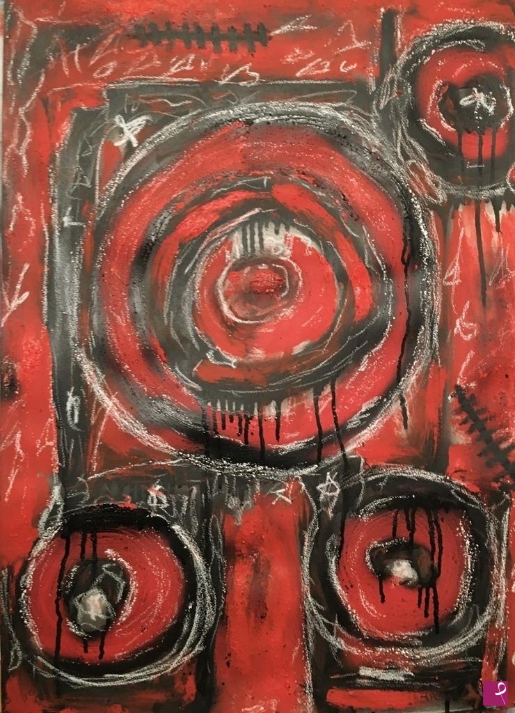quadri in vendita online - “circles in red” 