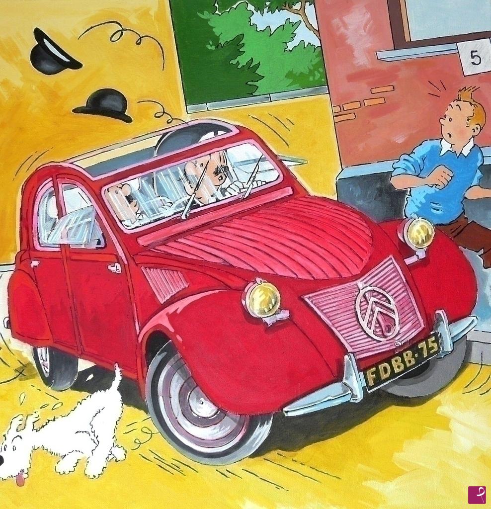 quadri in vendita online - CITROEN 2CV - TIN TIN 