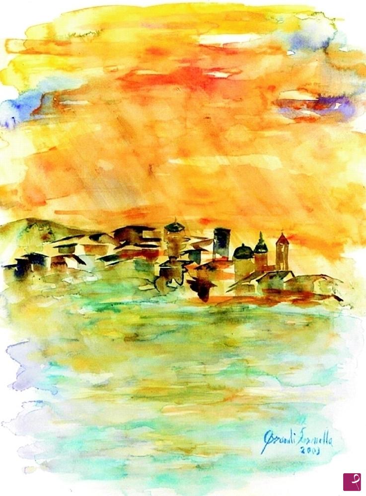 quadri in vendita online - Città Alta nella luce