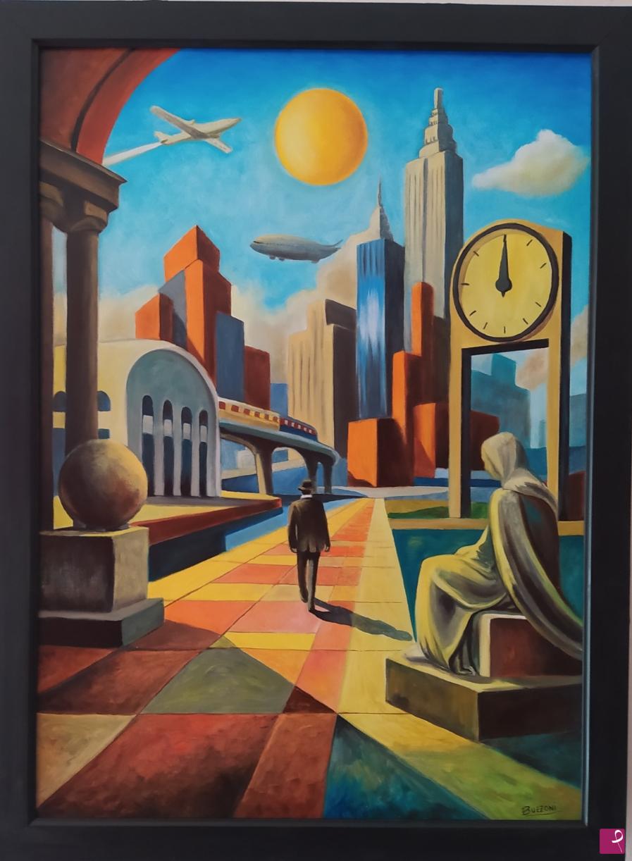 quadri in vendita online - Citta del futuro arte moderna skyline buzzoni