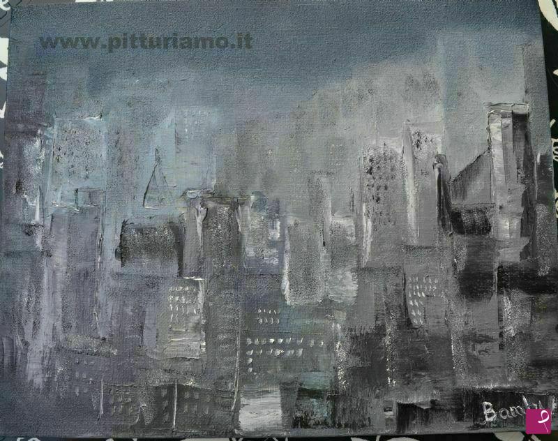 quadri in vendita online - Città nella nebbia
