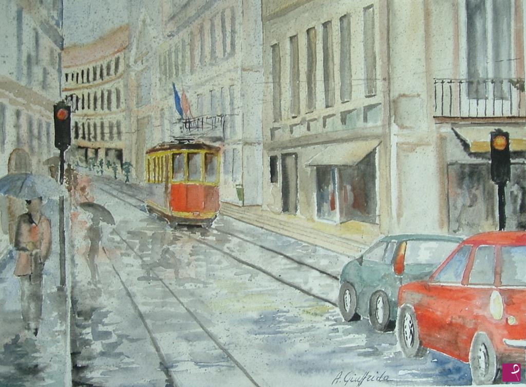 quadri in vendita online - Città sotto la pioggia 2