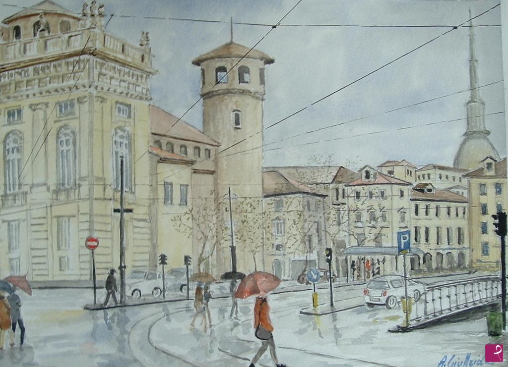 quadri in vendita online - Città sotto la pioggia 4