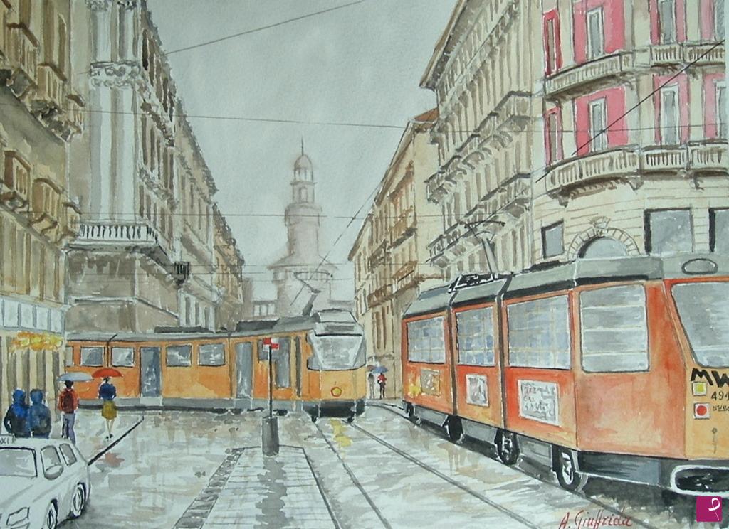 quadri in vendita online - Città sotto la pioggia 5