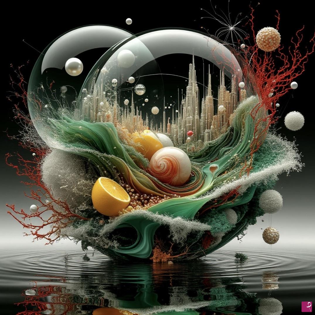 quadri in vendita online - City in glasses ball