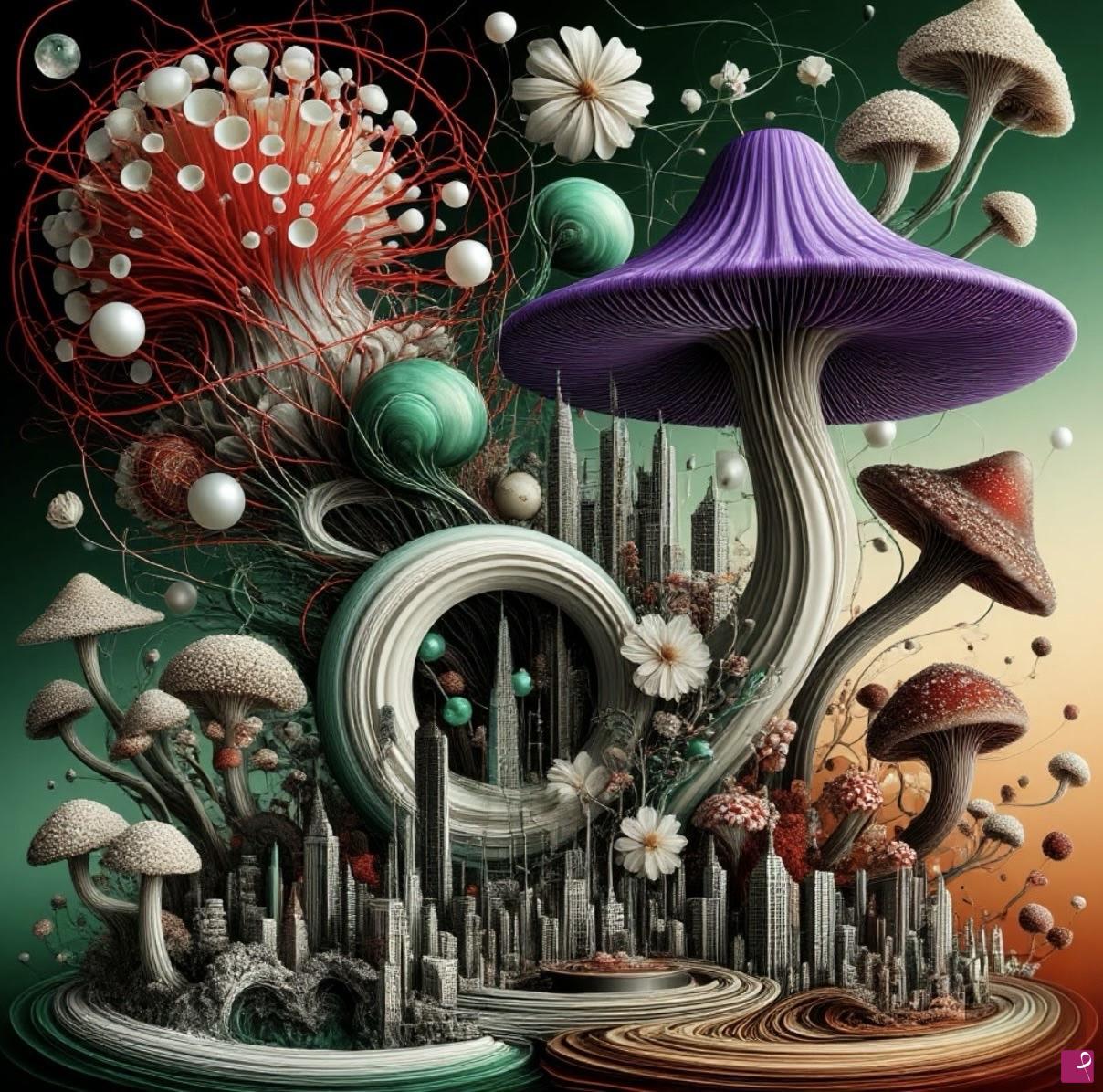 quadri in vendita online - City of Mushrooms