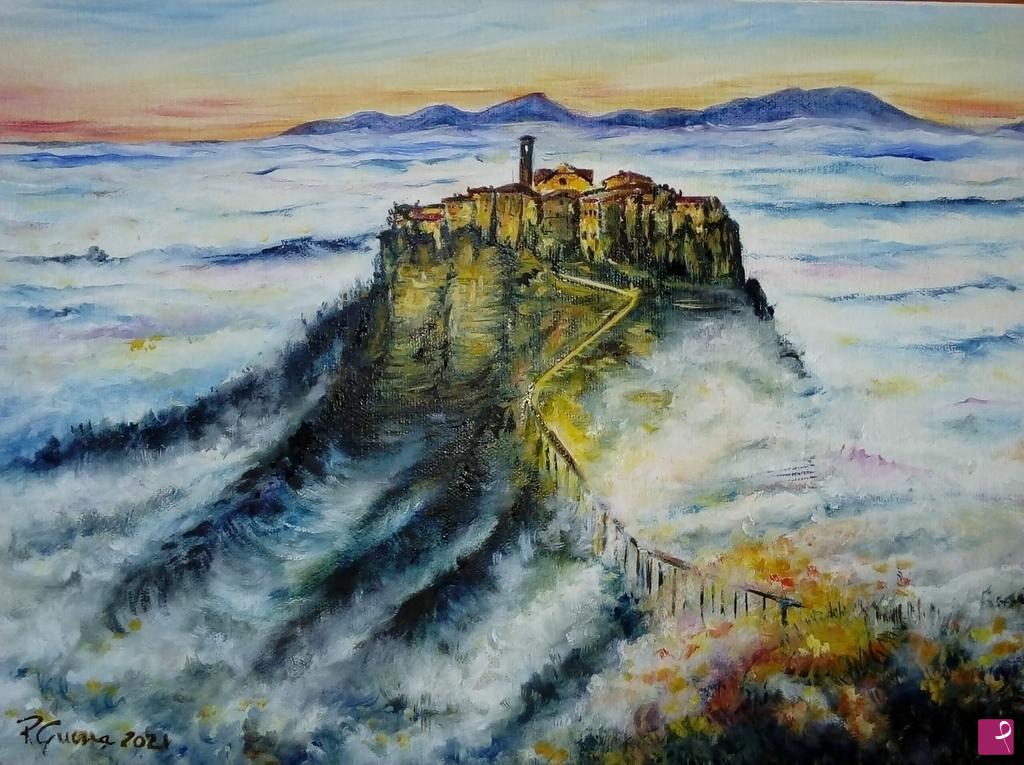 quadri in vendita online - Civita di Bagnoregio.Castle in the sky