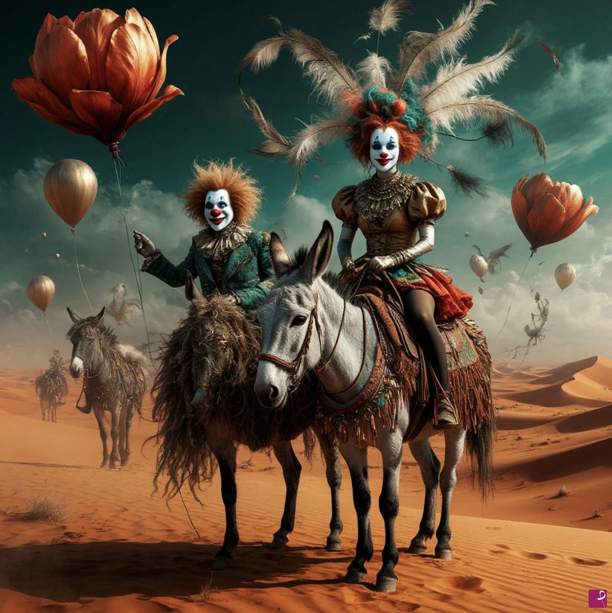 quadri in vendita online - Clowns in the desert4