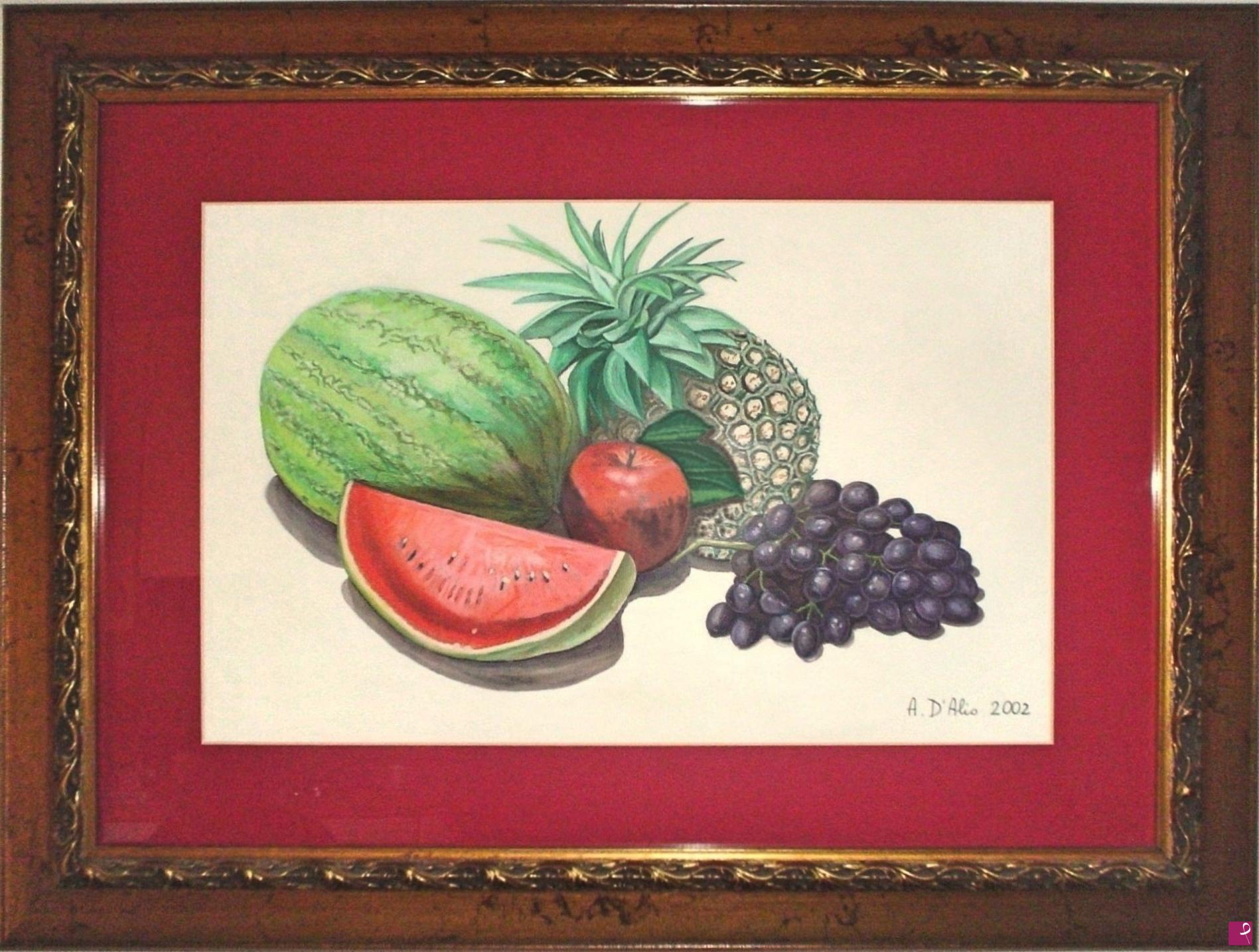 quadri in vendita online - Cocomeri, mela, ananas ed uva