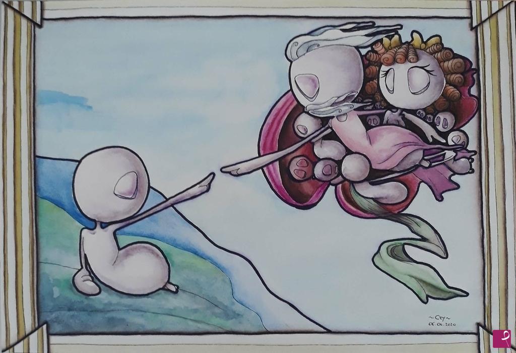 quadri in vendita online - Cocoot in "La creazione di Adamo-Pierre" (mio personaggio) disegno 6