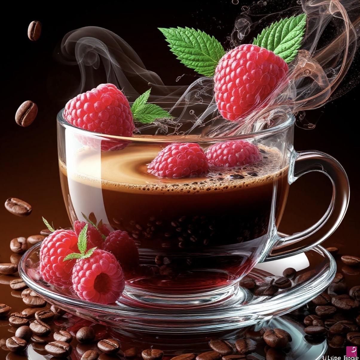 quadri in vendita online - Coffee with raspberries