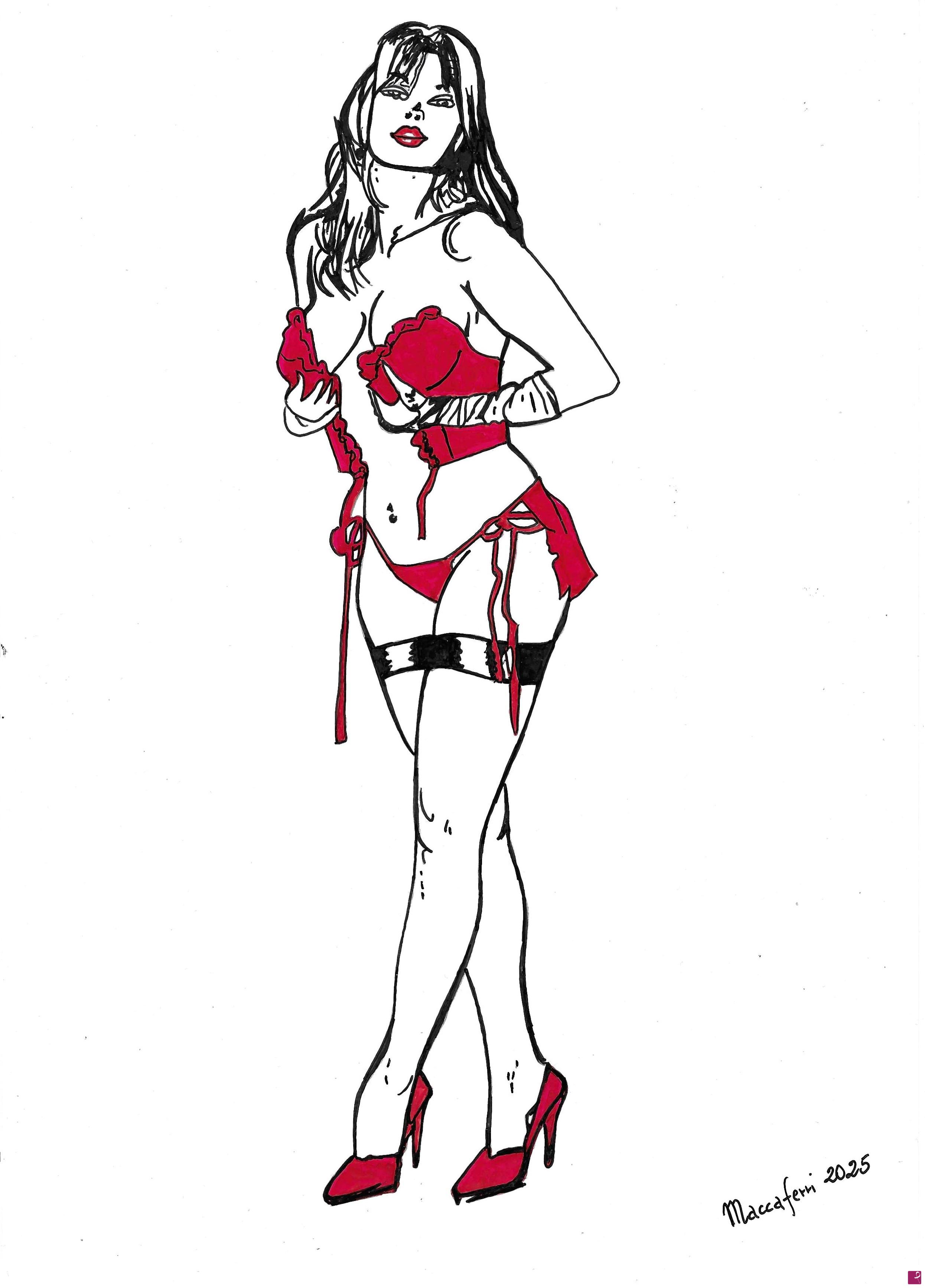 quadri in vendita online - Col corsetto rosso
