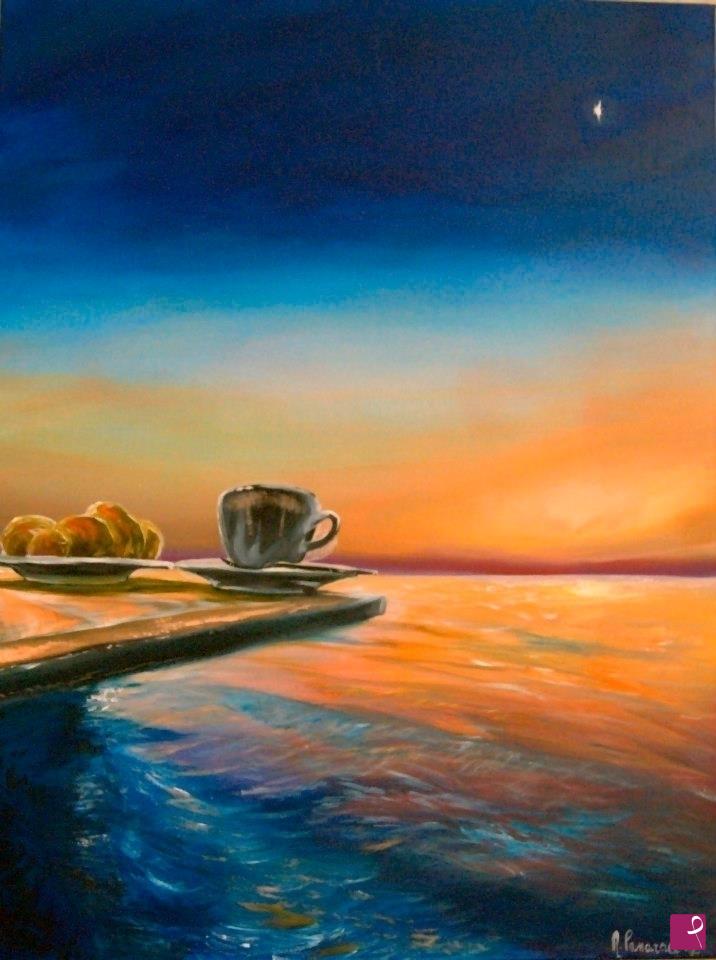 quadri in vendita online - Colazione all'alba acrilico su tela 50x70cm
