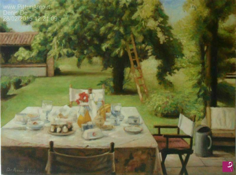 quadri in vendita online - Colazione all'aperto
