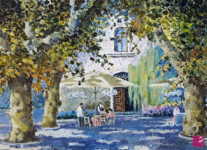 quadri in vendita online - Colazione in giardino