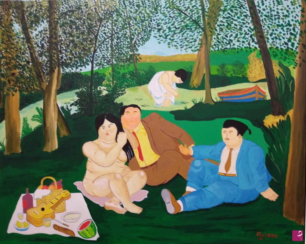 quadri in vendita online - COLAZIONE SULL'ERBA DA MANET INSIEME A BOTERO