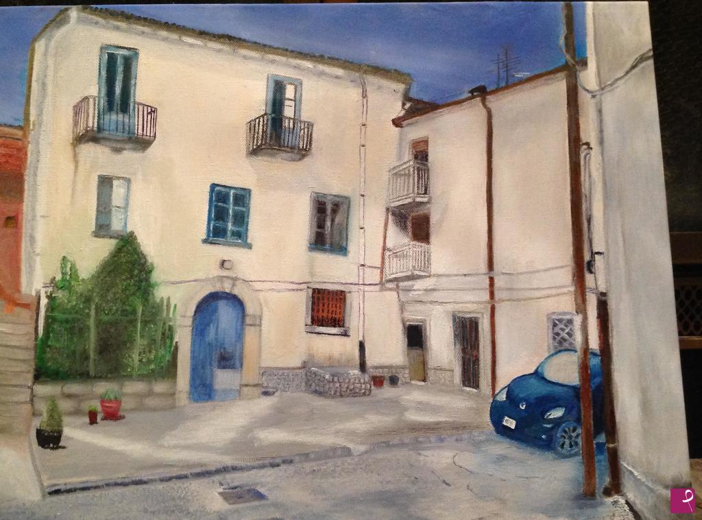 quadri in vendita online - Colle D'Anchise, Cortile.