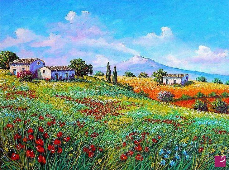 quadri in vendita online - Colline con l'Etna - www.paesaggicammarata.it