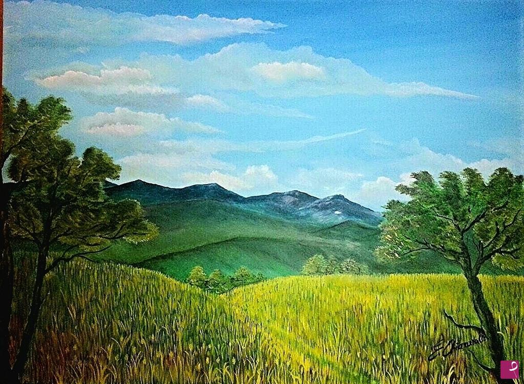 quadri in vendita online - Colline di grano