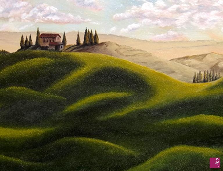 quadri in vendita online - Colline senesi al tramonto