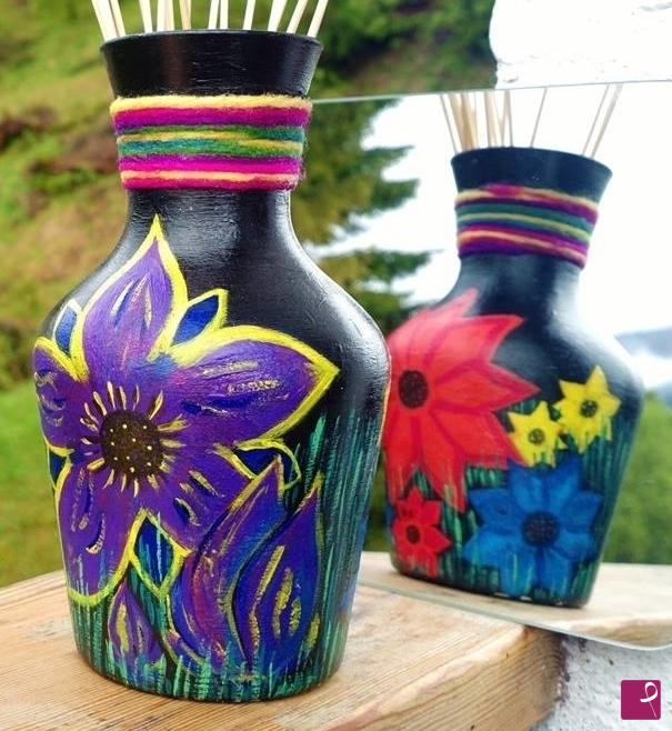 quadri in vendita online - COLORFUL FLOWERS IN BLACK BACKGROUND