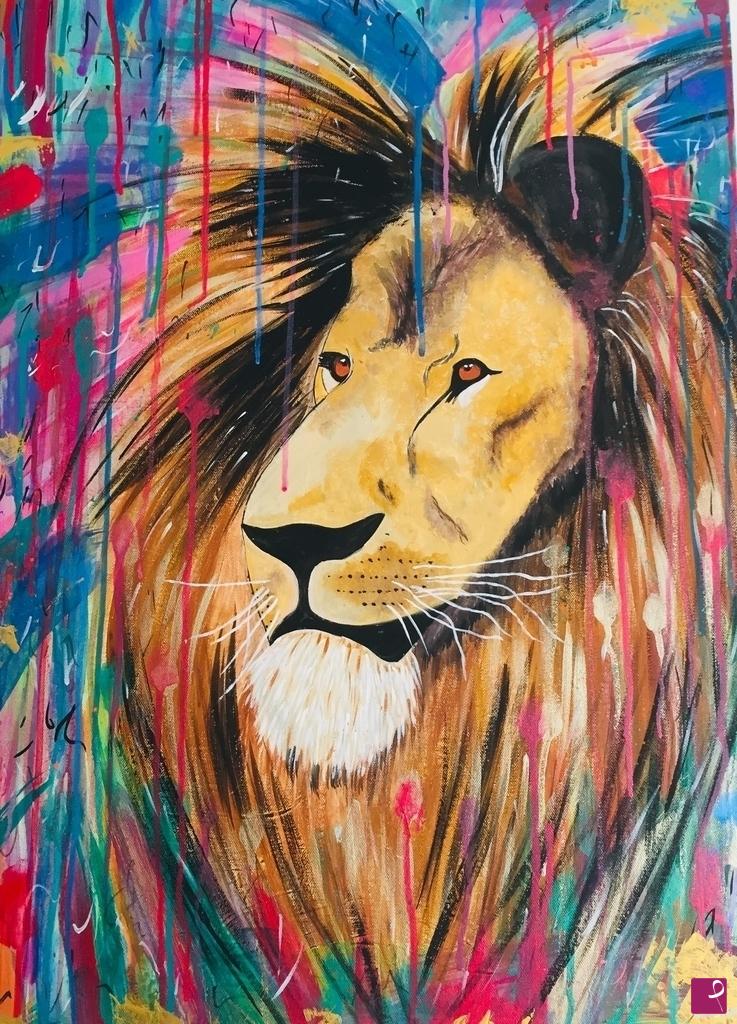quadri in vendita online - Colorful lion