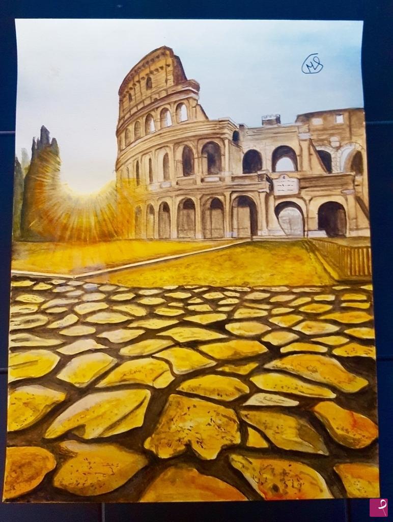 quadri in vendita online - Colosseo al tramonto