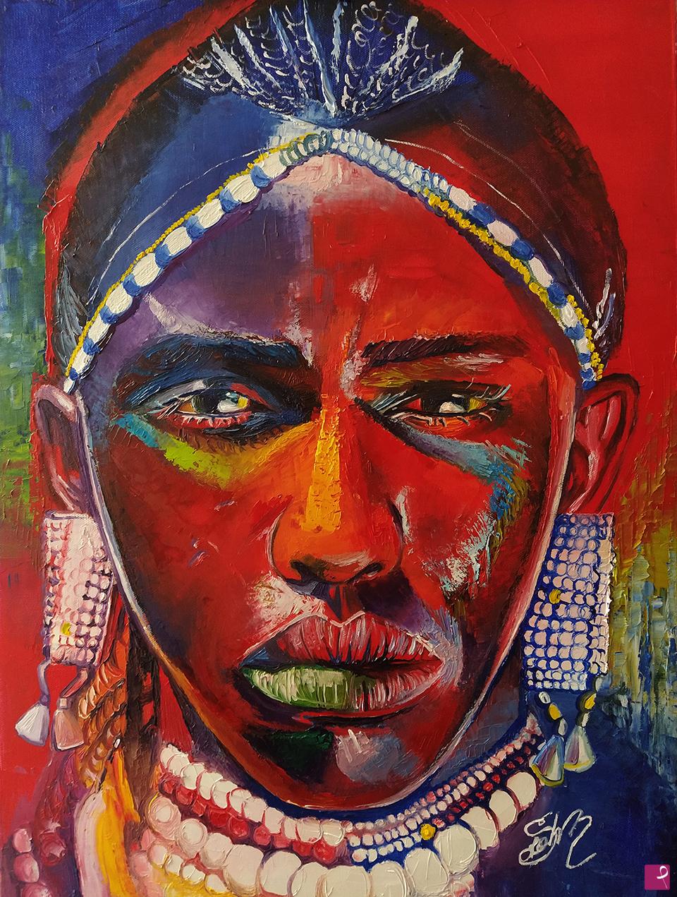 quadri in vendita online - Colourful masai