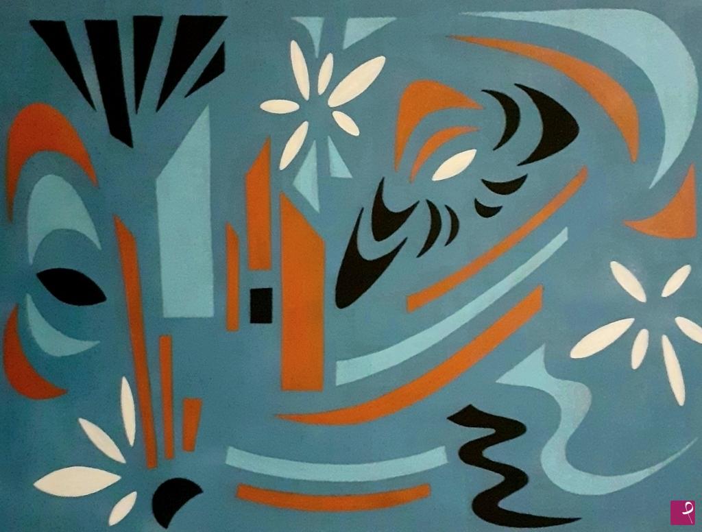 quadri in vendita online - Composizione astratta in blu / Abstract composition in blue