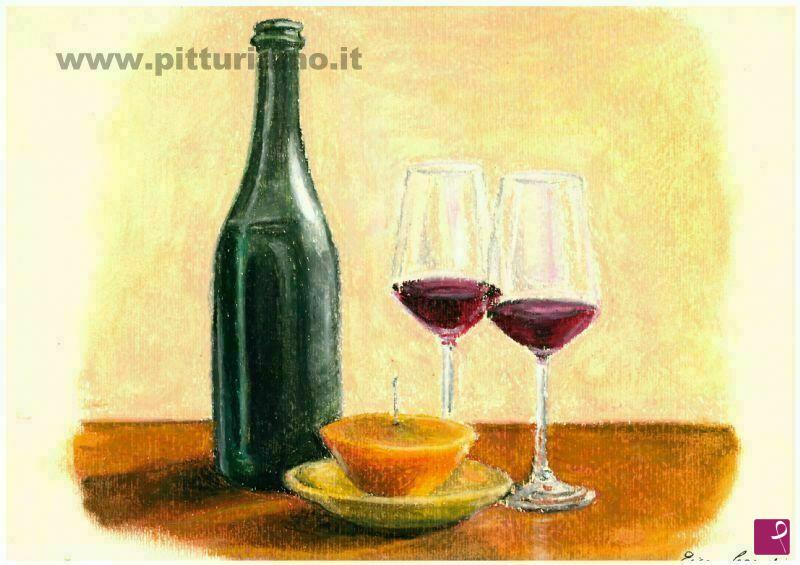 quadri in vendita online - Composizione vino e candela