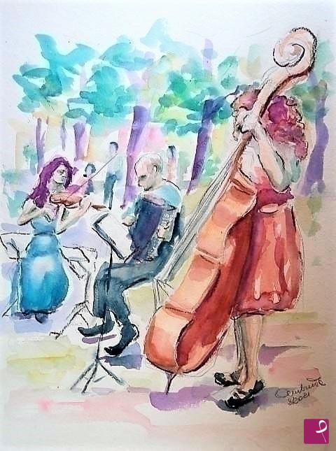 quadri in vendita online - Concertino nel parco