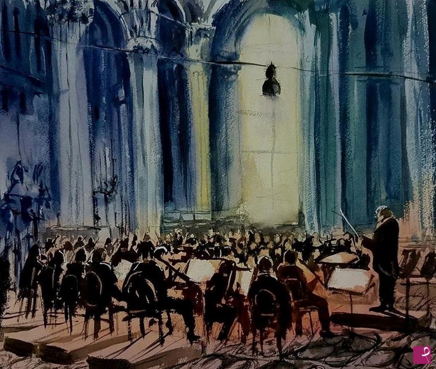 quadri in vendita online - Concerto nella cattedrale