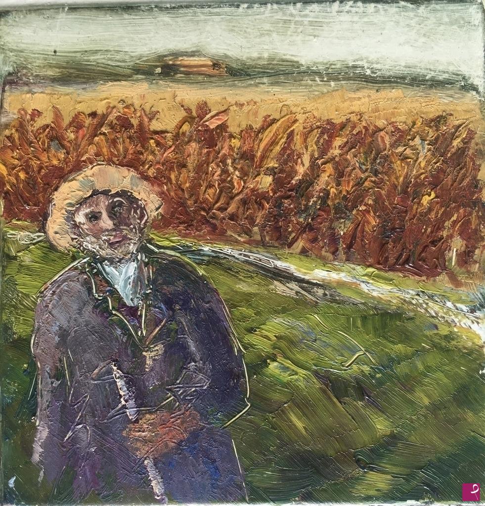 quadri in vendita online - Contadino e campo di grano